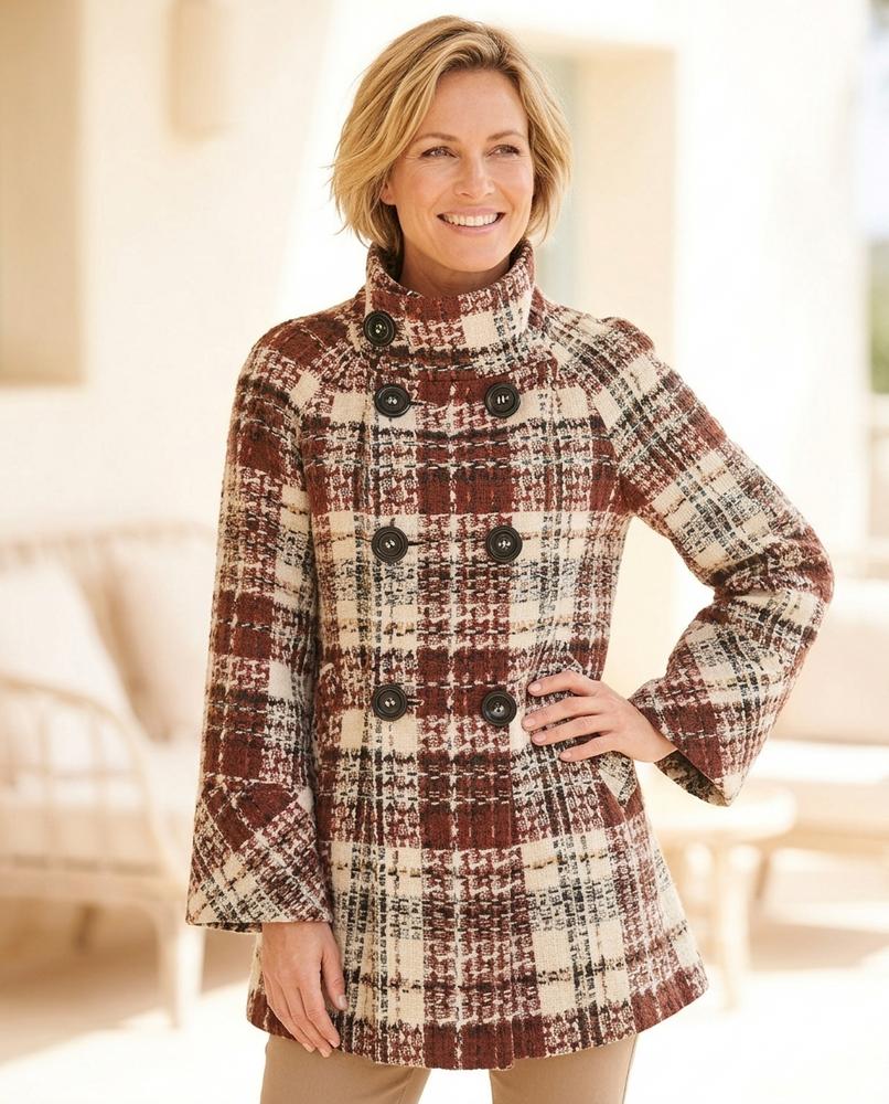 ExpressOutlet24 - Vitor | Plaid Double-Breasted Coat Women