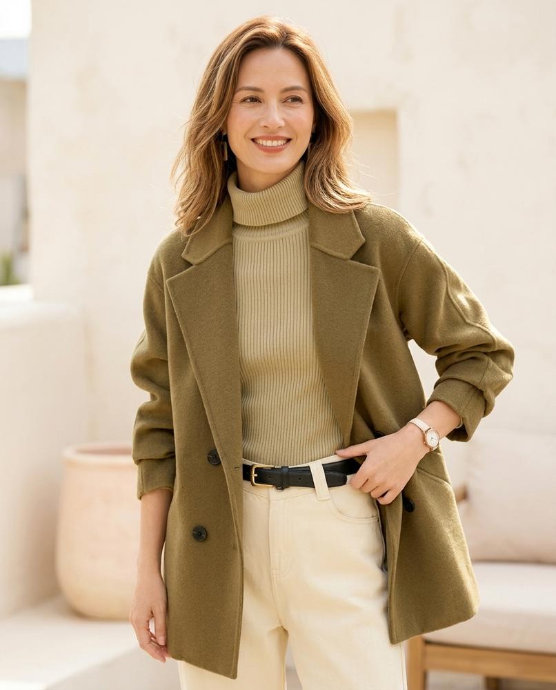 ExpressOutlet24 - Nelev | Double-Breasted Relaxed-Fit Coat Women