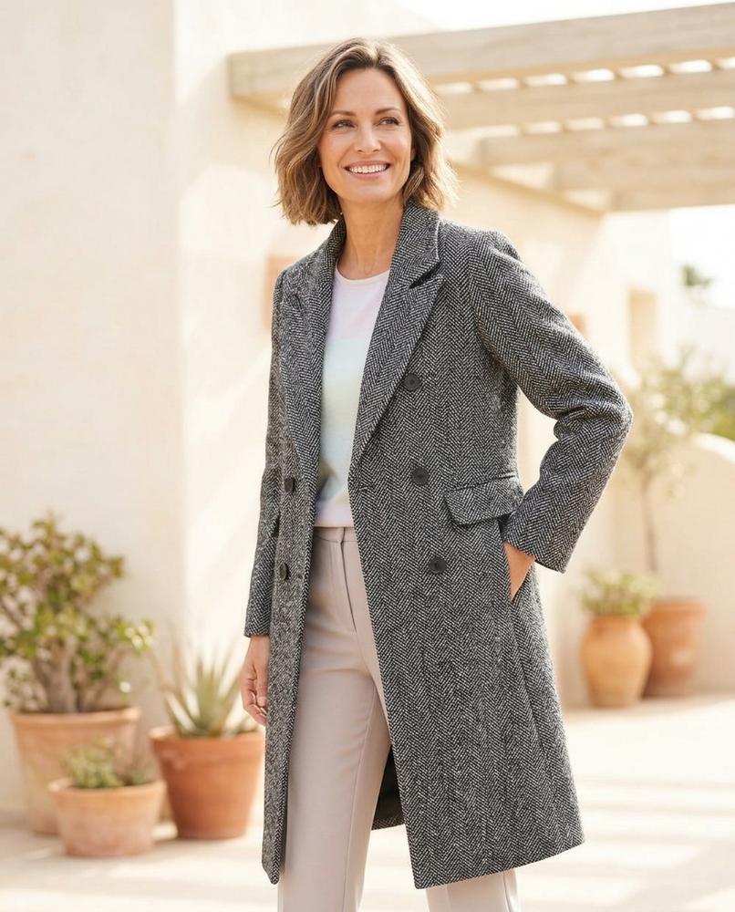 ExpressOutlet24 - Setor | Double-Breasted Herringbone Coat Women