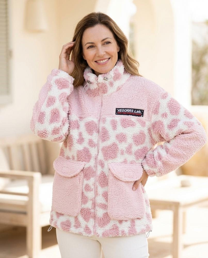 ExpressOutlet24 - Lavel | Cow-Print Fleece Jacket Women