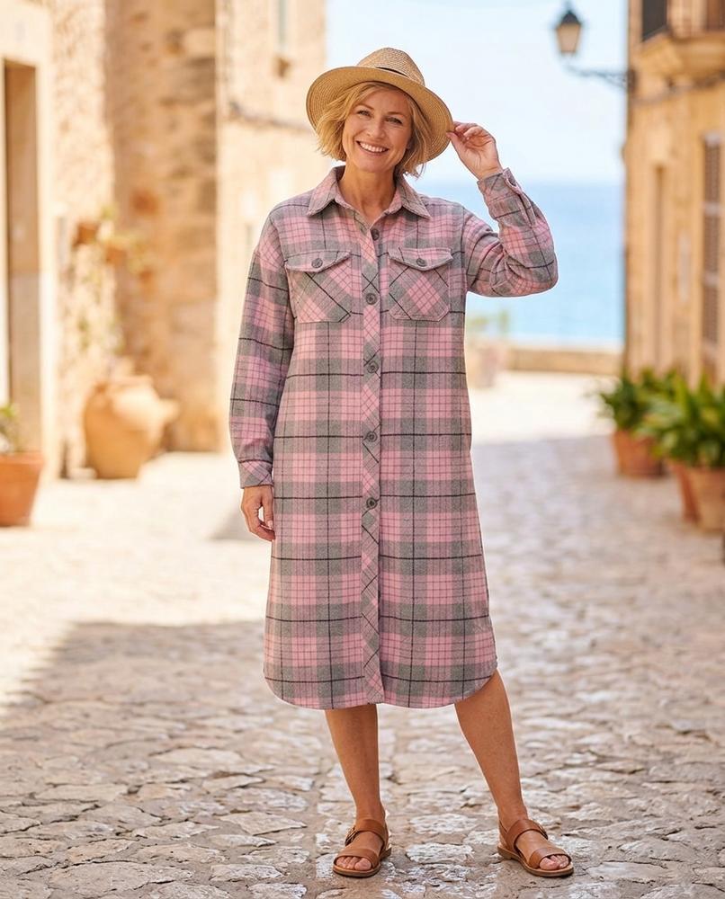 ExpressOutlet24 - Almon | Plaid Button-Down Dress Women