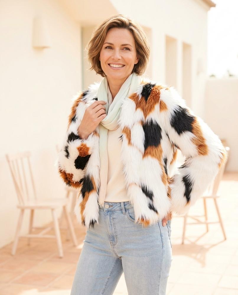 ExpressOutlet24 - Kalar | Faux-Fur Color-Block Jacket Women