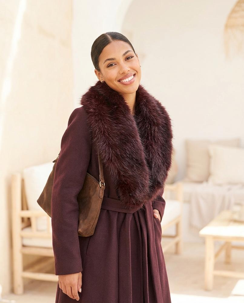 ExpressOutlet24 - Tivel | Faux Fur-Trimmed Belted Coat Women