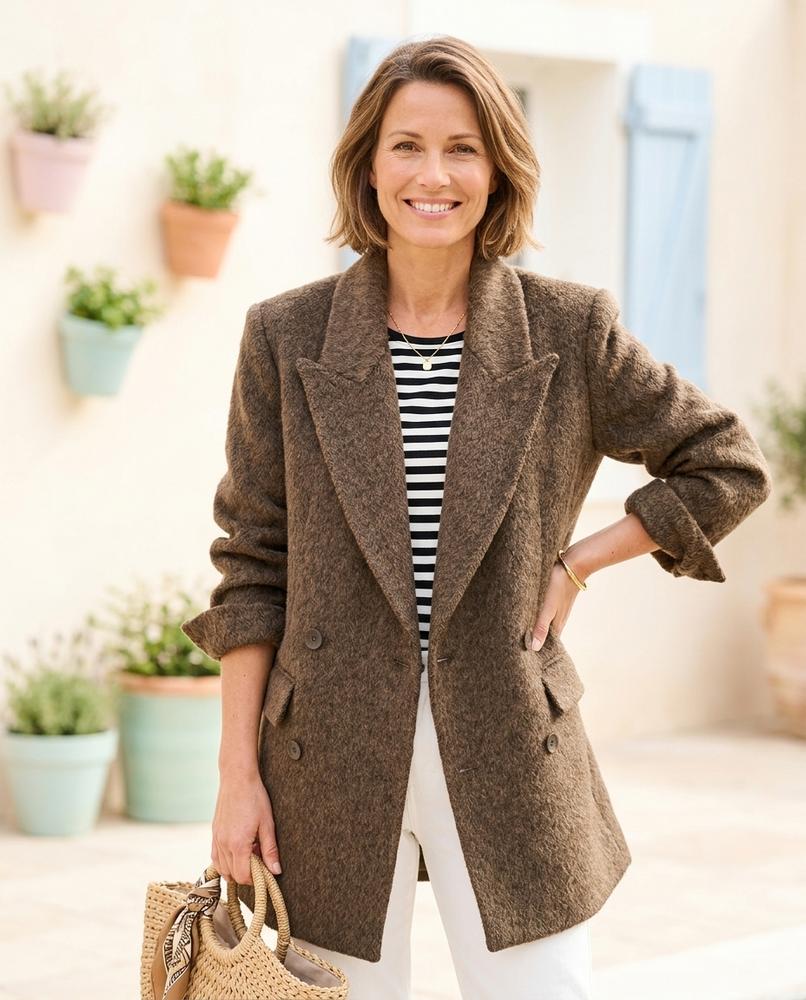 ExpressOutlet24 - Vekar | Double-Breasted Textured Coat Women