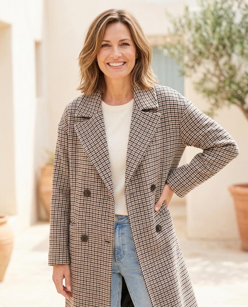 ExpressOutlet24 - Keral | Houndstooth Double-Breasted Coat Women
