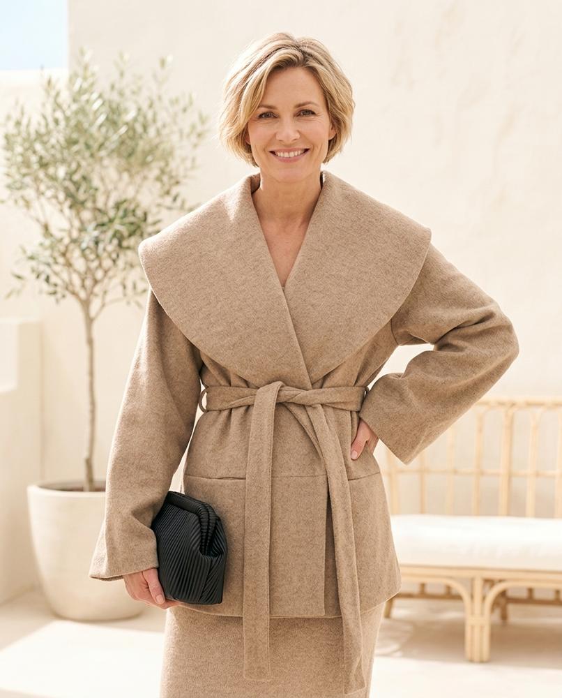 ExpressOutlet24 - Nosin | Belted Shawl Collar Coat Women