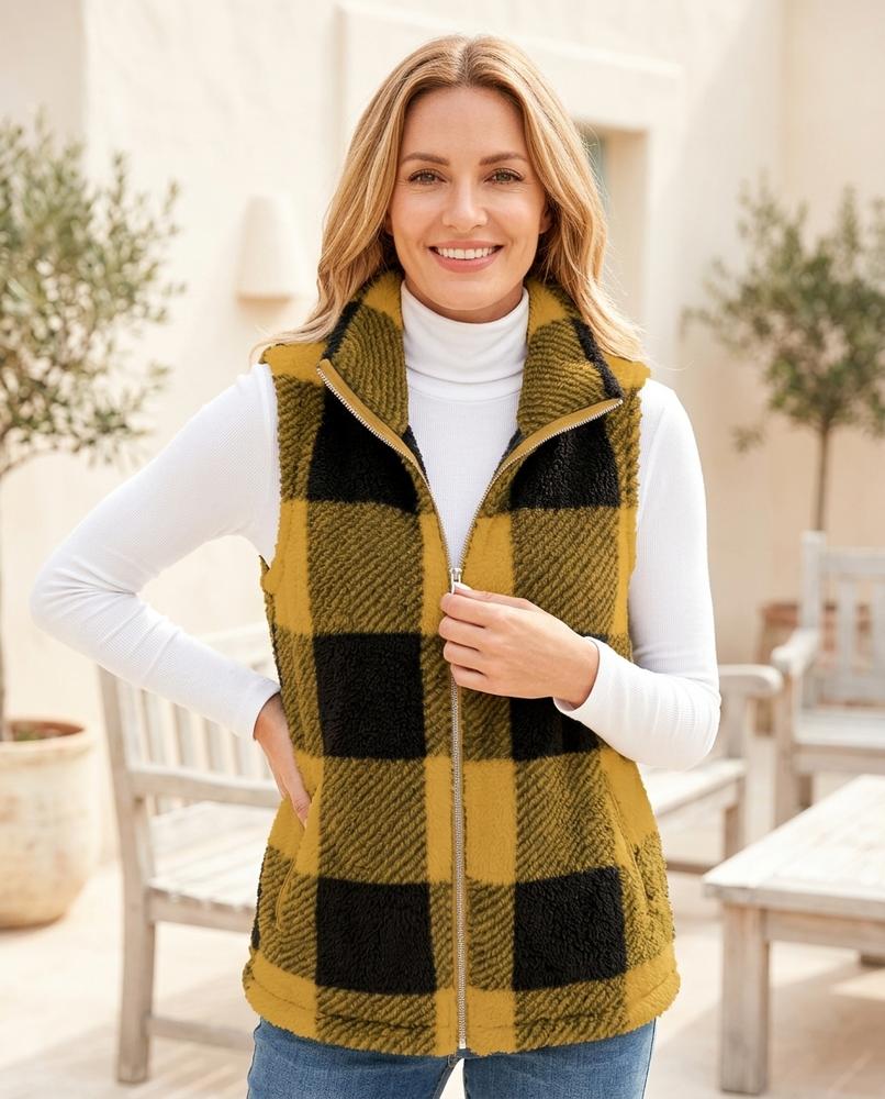 ExpressOutlet24 - Caken | Fleece Checkered Vest Women