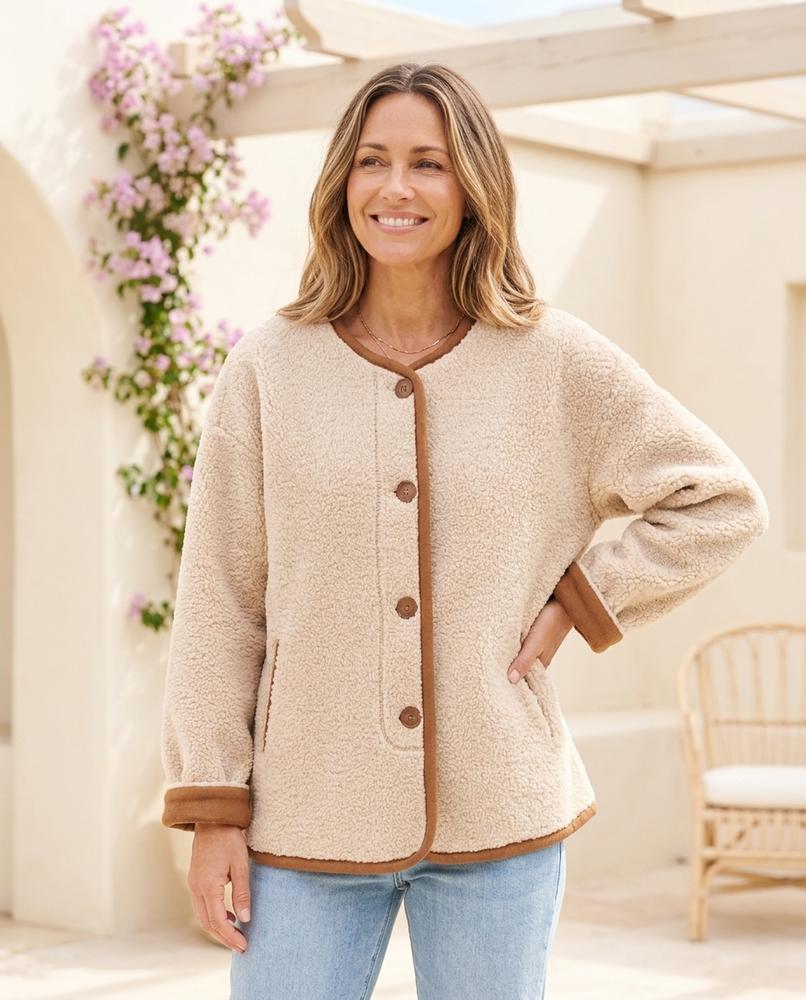 ExpressOutlet24 - Yodar | Sherpa-Fleece Contrast-Trim Jacket Women