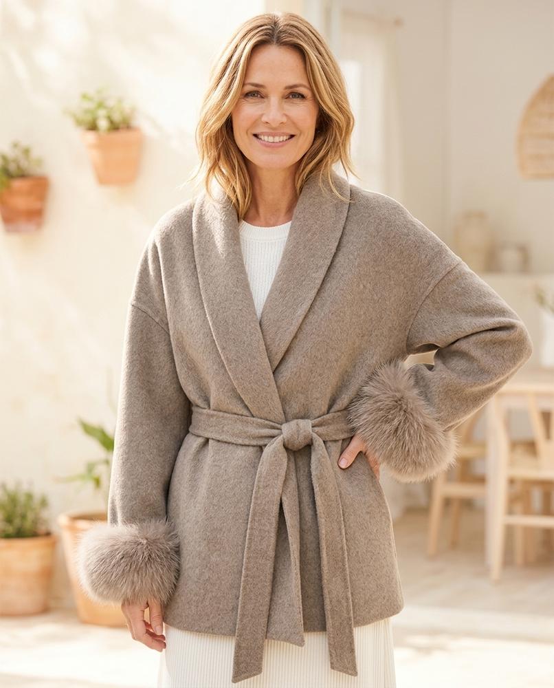 ExpressOutlet24 - Romar | Belted Fur-Cuff Coat Women
