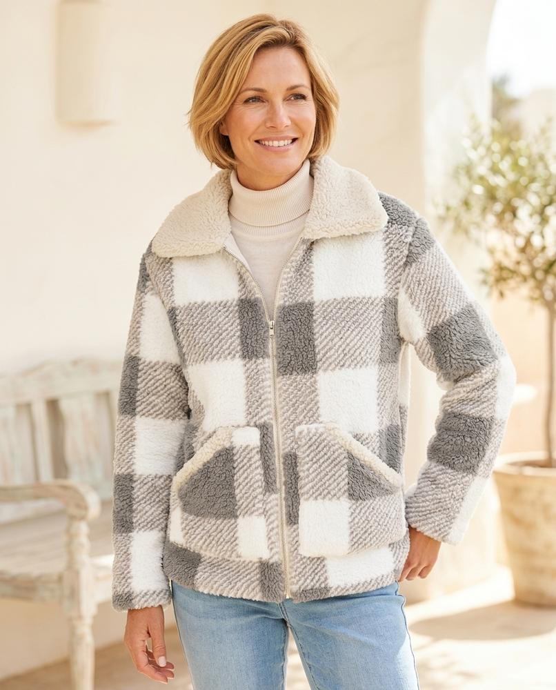 ExpressOutlet24 - Alron | Plush Checkered Jacket Women