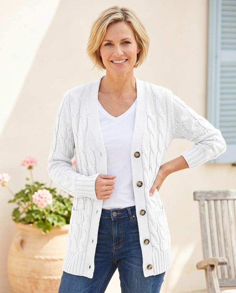 ExpressOutlet24 - Rasin | Cable-Knit Button-Front Knit Cardigan Women