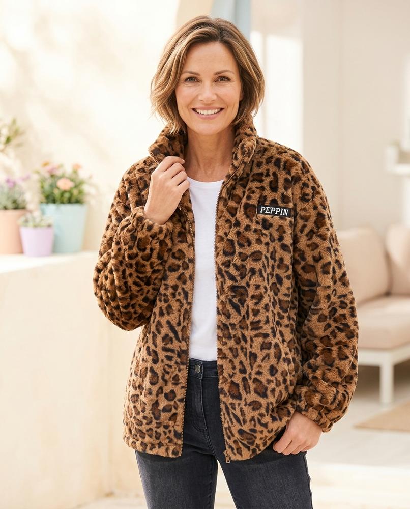 ExpressOutlet24 - Yolom | Leopard Print Zip-Up Jacket Women