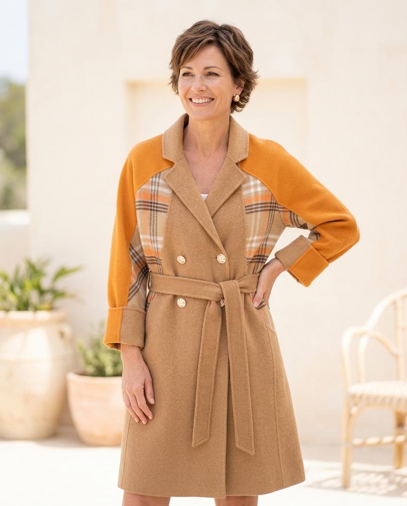 ExpressOutlet24 - Lenav | Color-Block Double-Breasted Coat Women