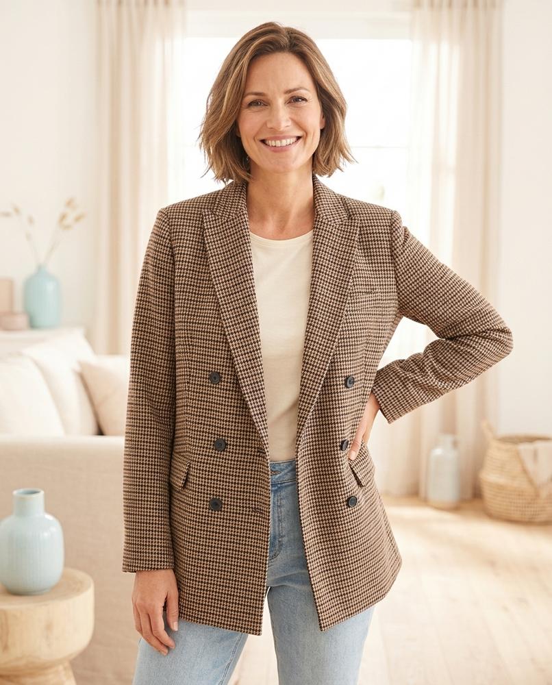 ExpressOutlet24 - Vasin | Houndstooth Double-Breasted Blazer Women