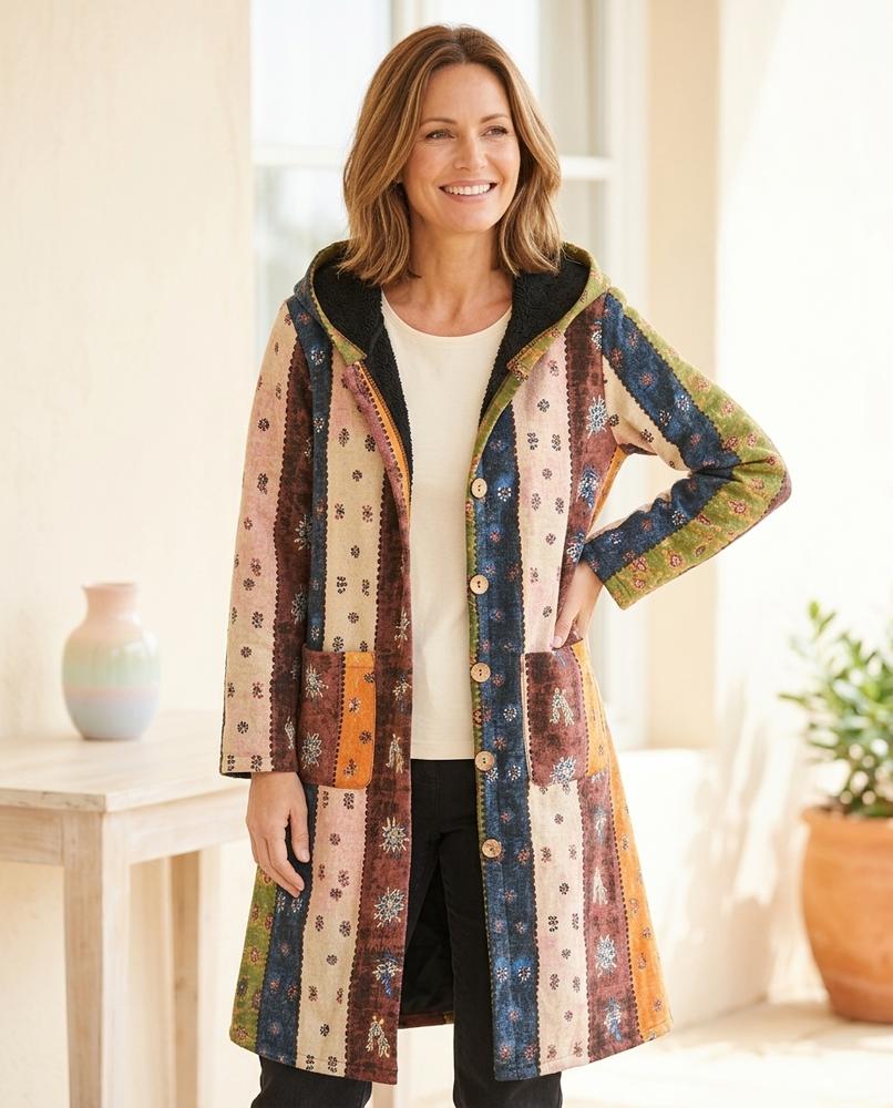 ExpressOutlet24 - Letir | Fleece-Lined Striped Coat Women