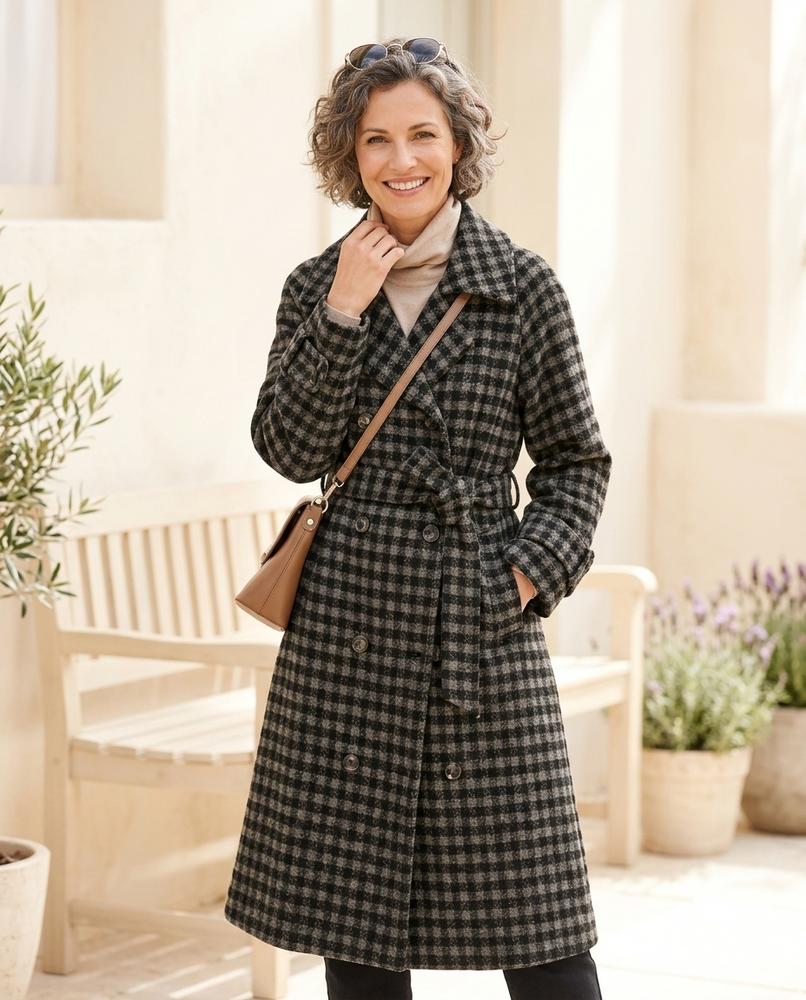 ExpressOutlet24 - Taran | Checked Double-Breasted Coat Women