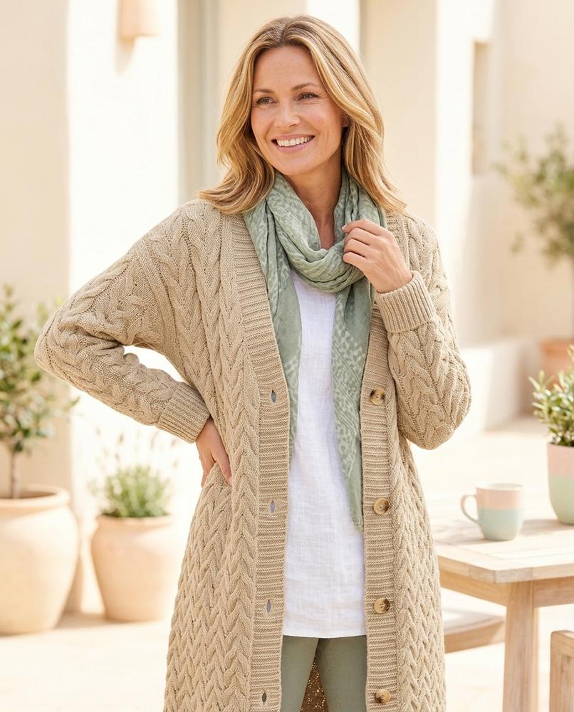 ExpressOutlet24 - Zaken | Cable-Knit Longline Knit Cardigan Women