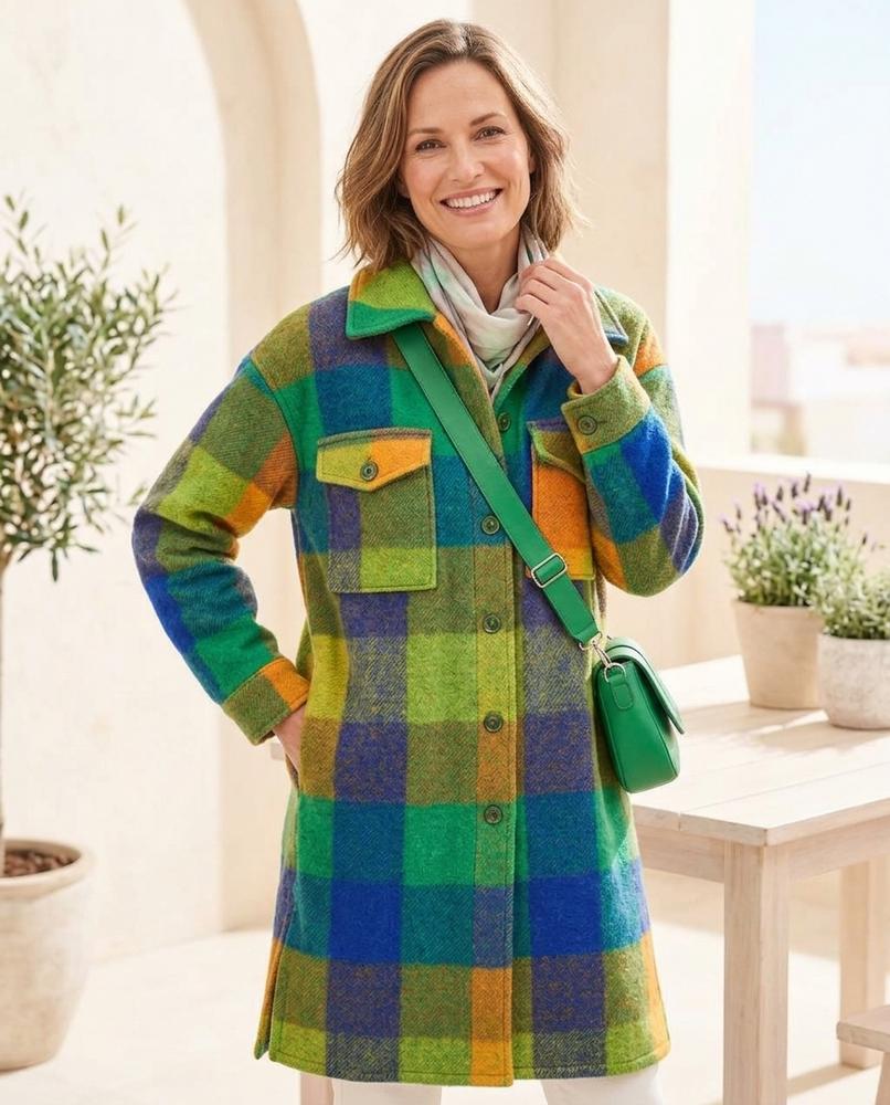 ExpressOutlet24 - Yoken | Plaid Button-Front Coat Women