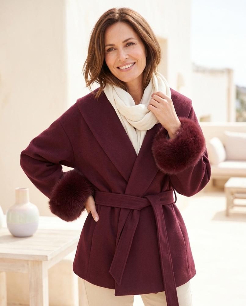 ExpressOutlet24 - Rodar | Belted Fur-Trimmed Coat Women