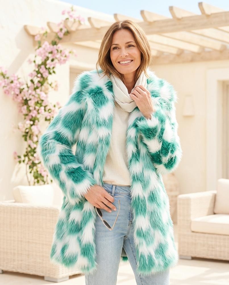 ExpressOutlet24 - Elsen | Checkered Faux Fur Coat Women