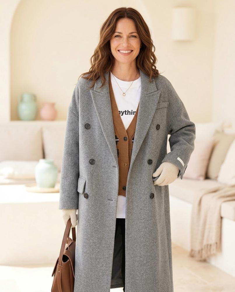 ExpressOutlet24 - Dalor | Double-Breasted Longline Coat Women