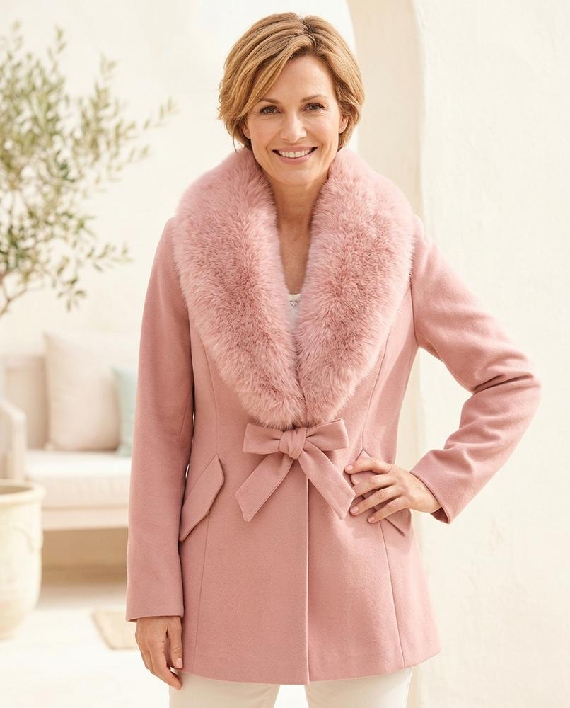 ExpressOutlet24 - Sakar | Fur-Trimmed Belted Coat Women