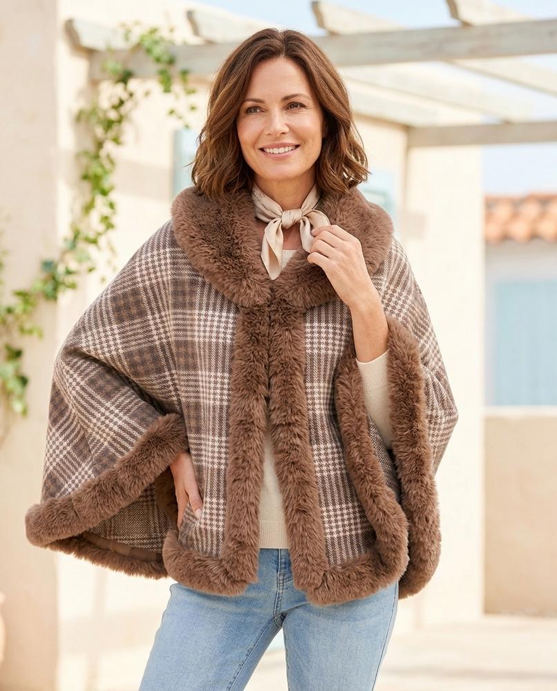 ExpressOutlet24 - Calan | Plaid Faux Fur-Trimmed Coat Women