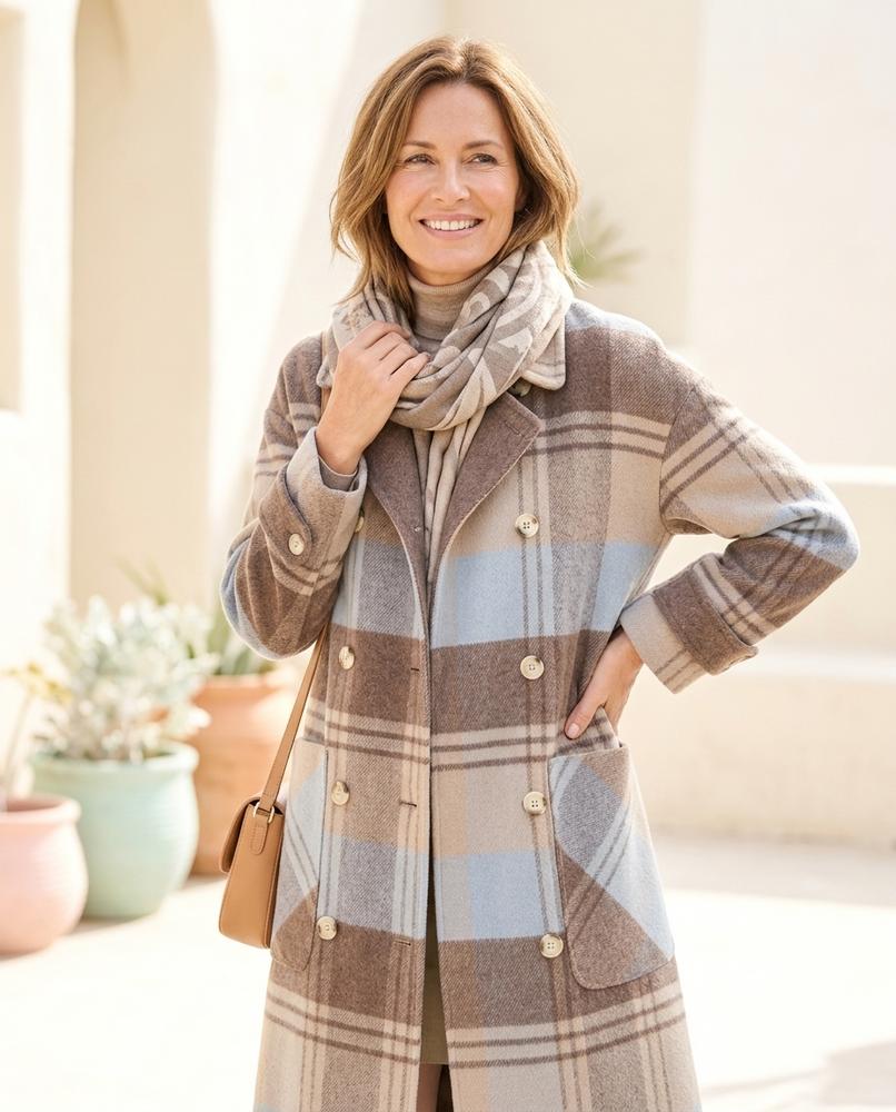 ExpressOutlet24 - Zedan | Plaid Double-Breasted Coat Women
