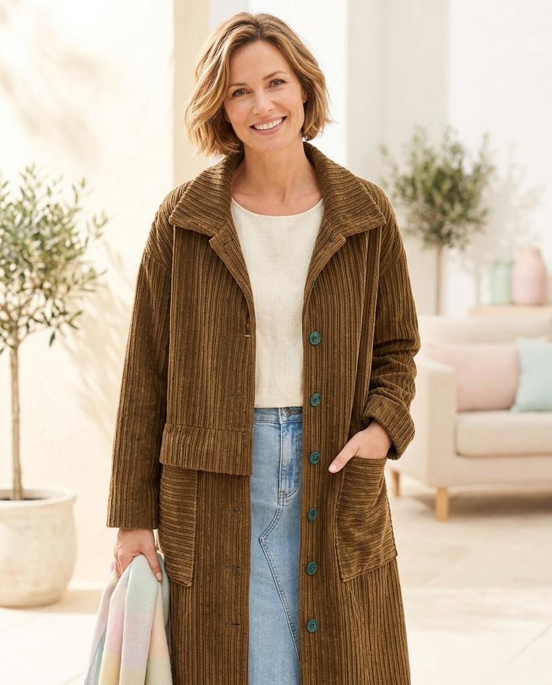 ExpressOutlet24 - Zamon | Corduroy Button-Up Coat Women
