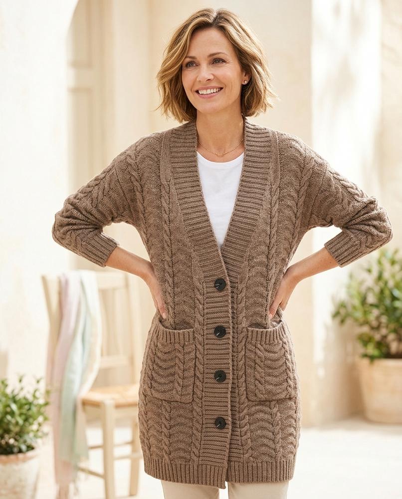 ExpressOutlet24 - Lelom | Cable-Knit Button-Front Knit Cardigan Women