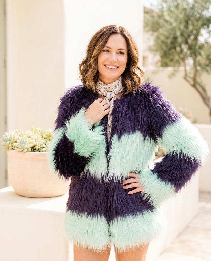 ExpressOutlet24 - Carel | Faux-Fur Striped Coat Women