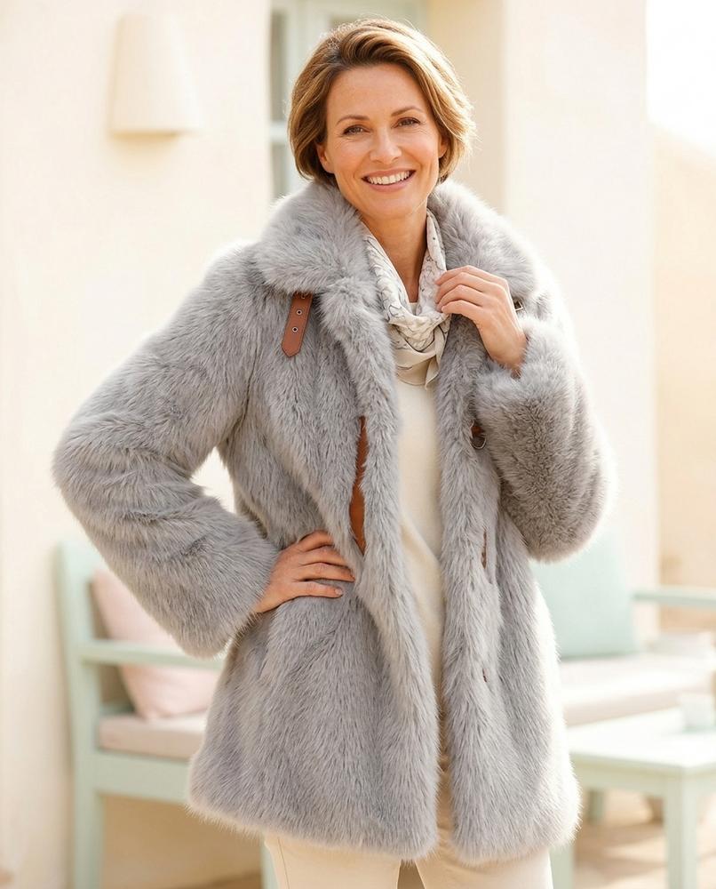 ExpressOutlet24 - Rovar | Faux Fur Lapel Collar Coat Women