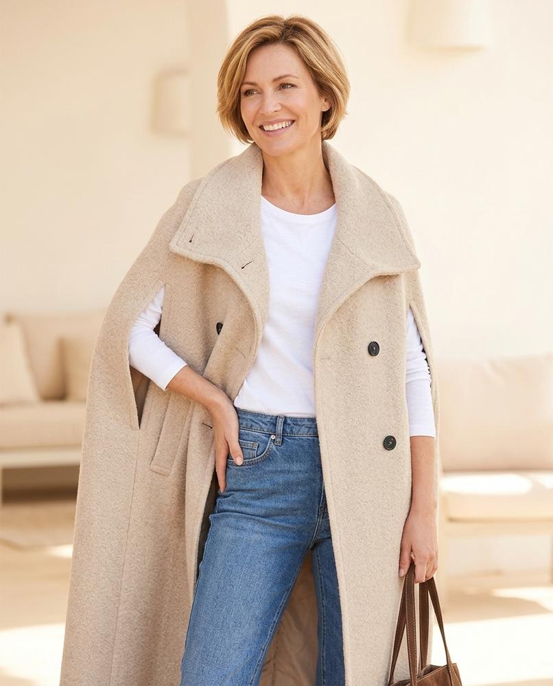 ExpressOutlet24 - Zesen | Wide-Collar Double-Breasted Coat Women
