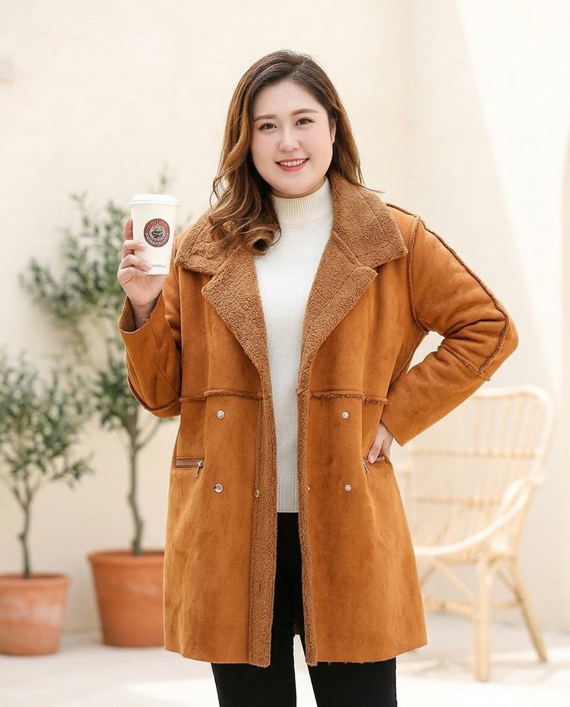 ExpressOutlet24 - Velor | Shearling-Lined Double-Breasted Coat Women