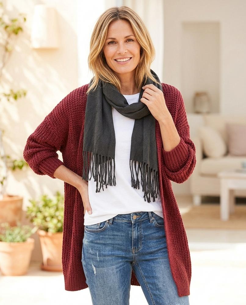 ExpressOutlet24 - Dediv | Longline Waffle-Knit Knit Cardigan Women