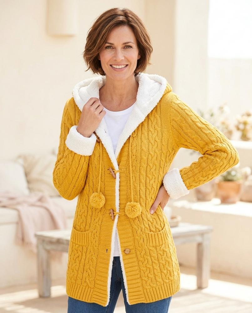 ExpressOutlet24 - Terid | Sherpa-Lined Cable-Knit Knit Cardigan Women