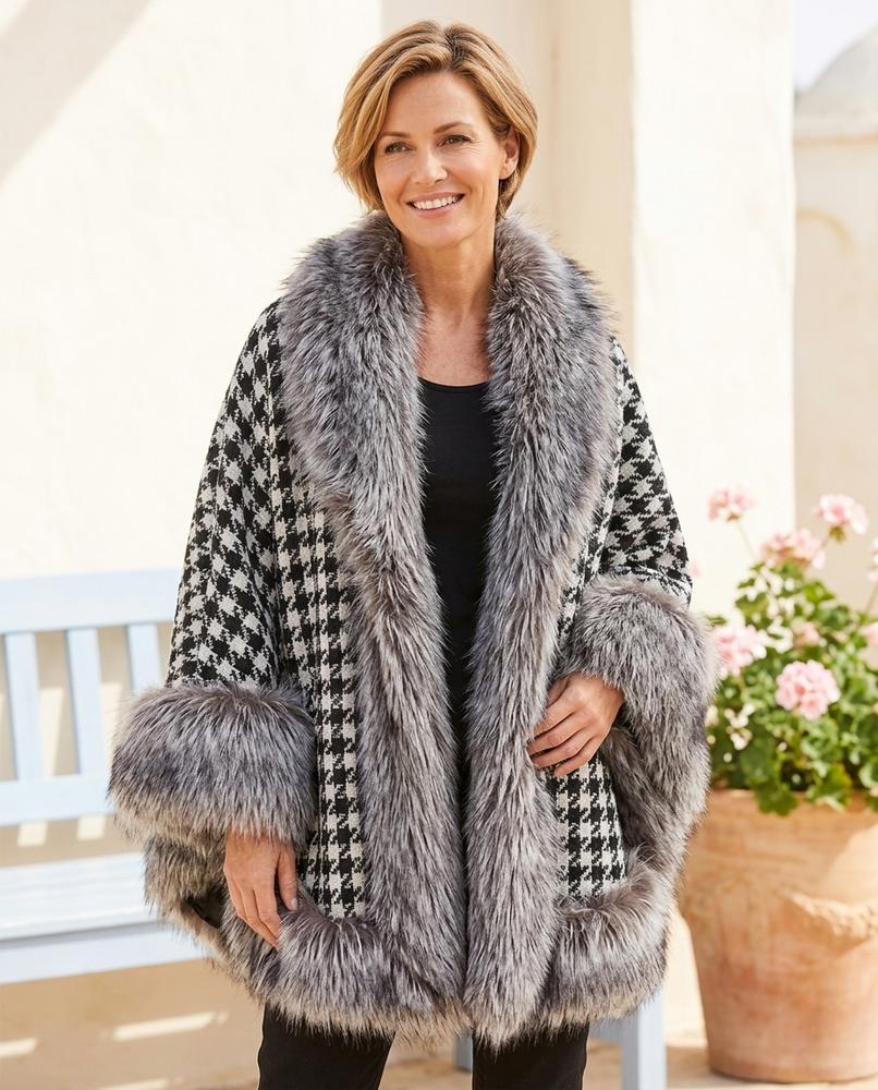 ExpressOutlet24 - Kofiv | Houndstooth Fur-Trimmed Coat Women