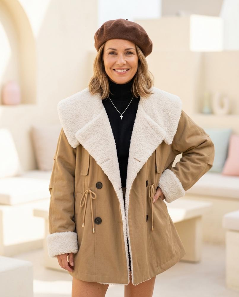 ExpressOutlet24 - Yoker | Sherpa-Lined Drawstring-Waist Coat Women