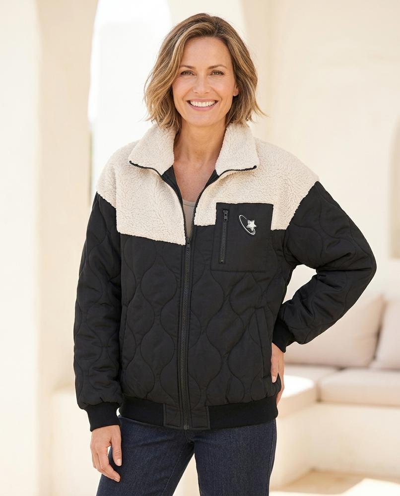 ExpressOutlet24 - Eugor | Quilted Sherpa-Trimmed Jacket Women