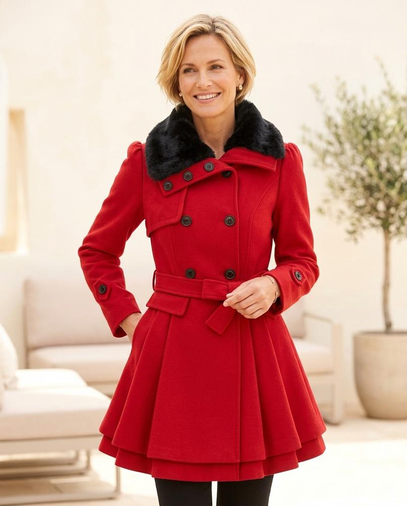 ExpressOutlet24 - Yuket | Double-Breasted Flared Coat Women