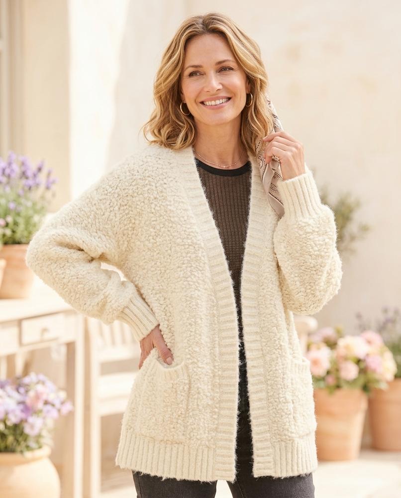 ExpressOutlet24 - Mezad | Textured Open-Front Knit Cardigan Women