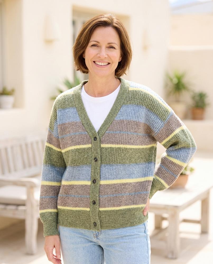 ExpressOutlet24 - Retev | Striped Rib-Knit Knit Cardigan Women