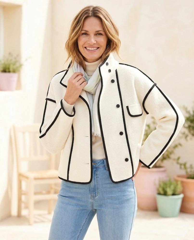 ExpressOutlet24 - Kukok | Textured Contrast-Trim Jacket Women