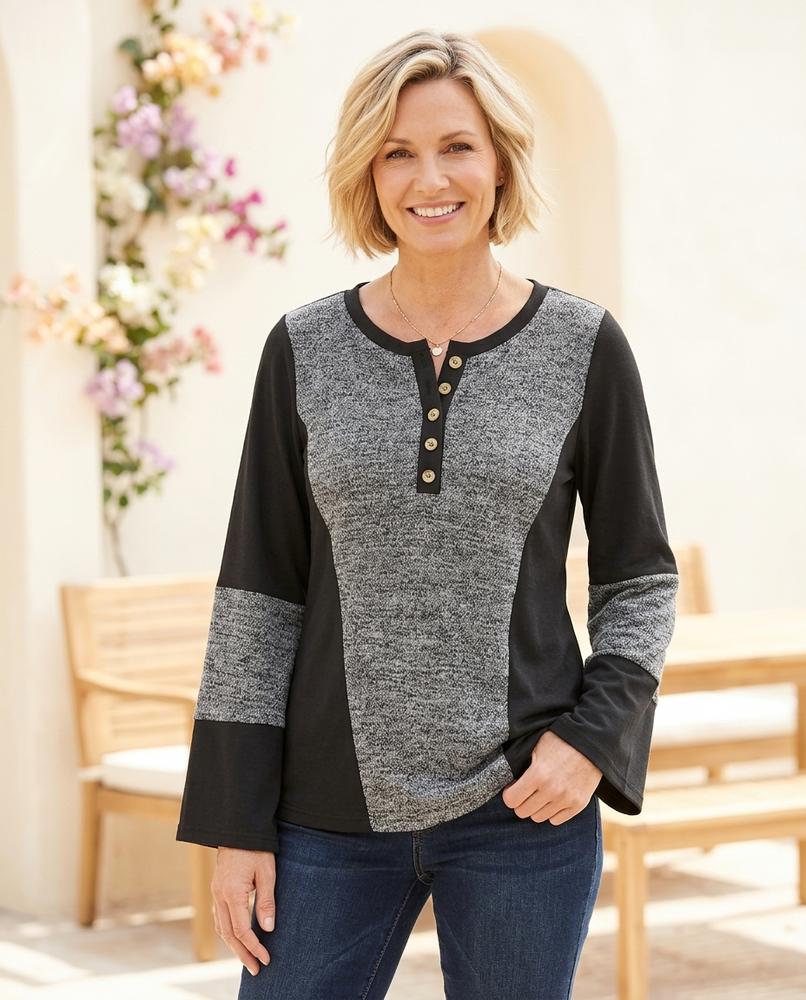 ExpressOutlet24 - Aukod | Color-Block Button-Placket Top Women