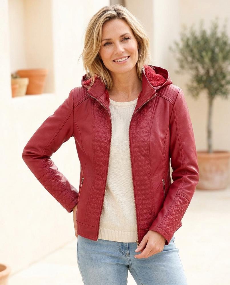 ExpressOutlet24 - Dalis | Hooded Quilted Leather Jacket Women