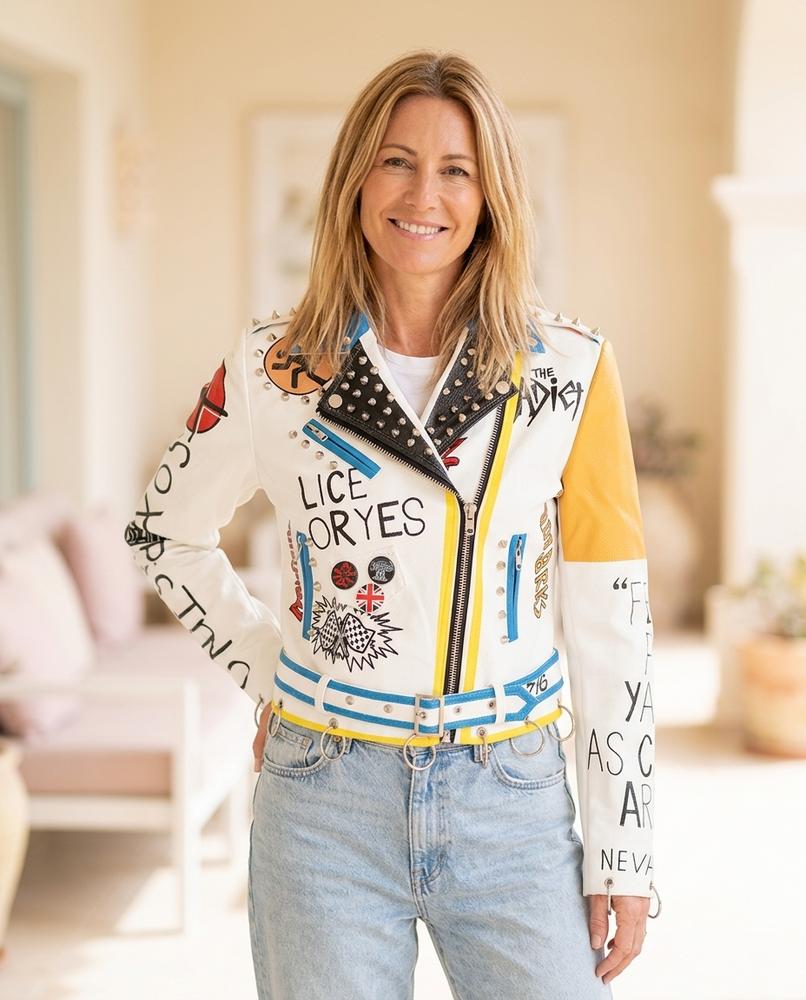 ExpressOutlet24 - Sonus | Studded Graphic Print Leather Jacket Women