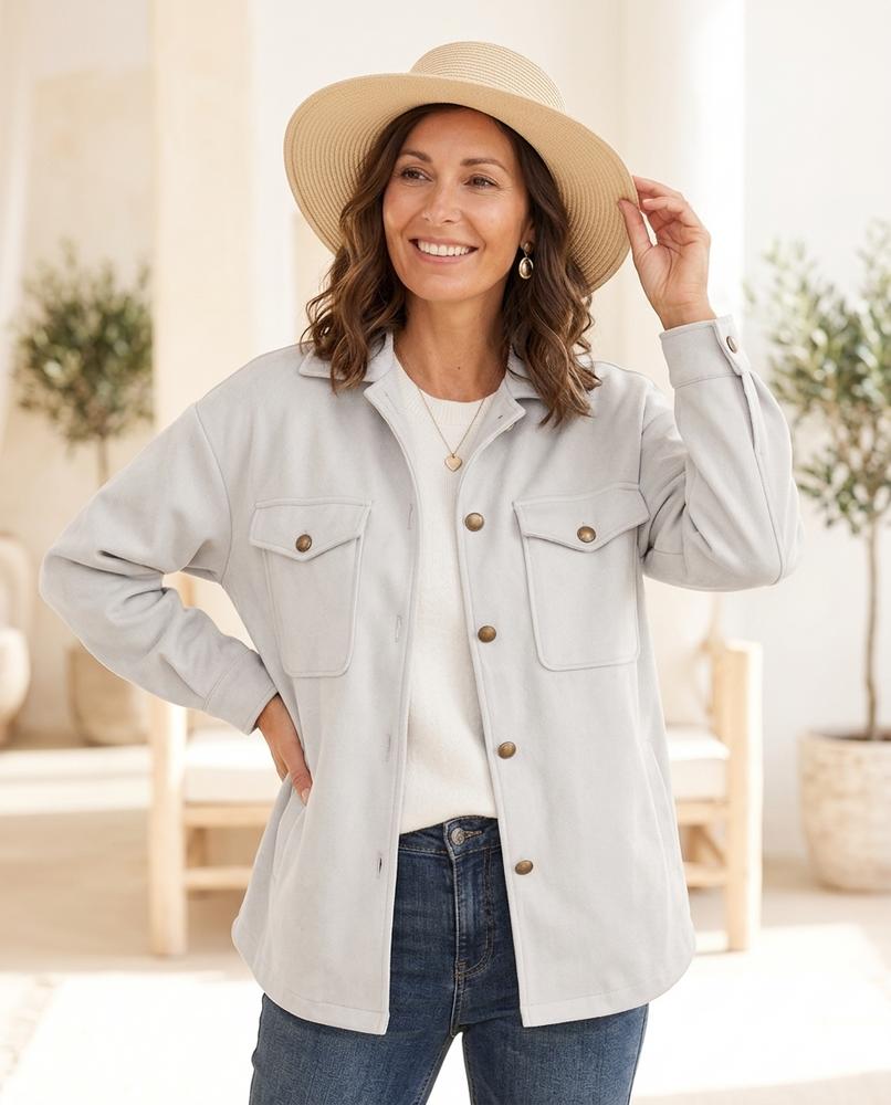 ExpressOutlet24 - Denid | Sueded Button-Up Jacket Women