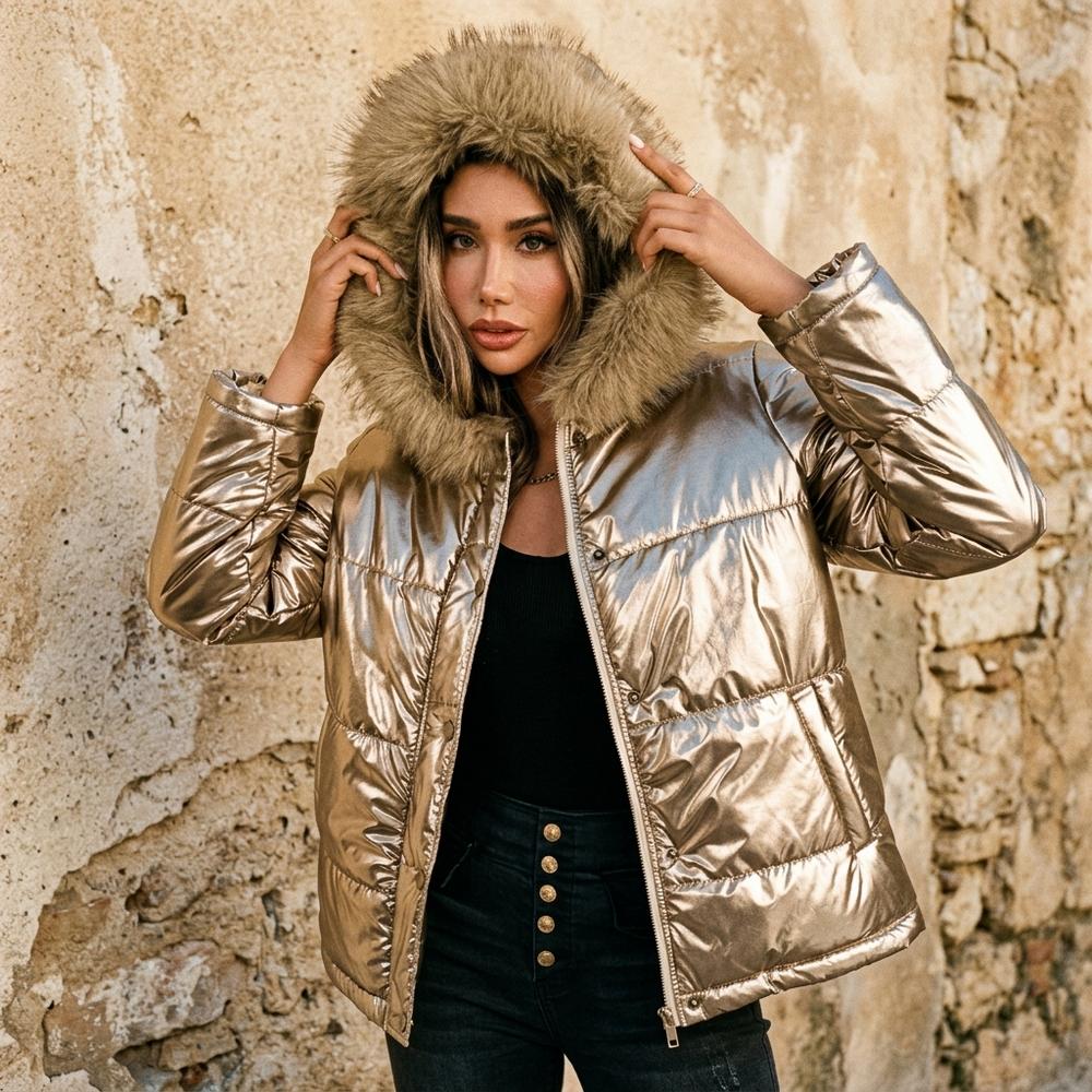 ExpressOutlet24 - Nosol | Metallic Quilted Jacket Women