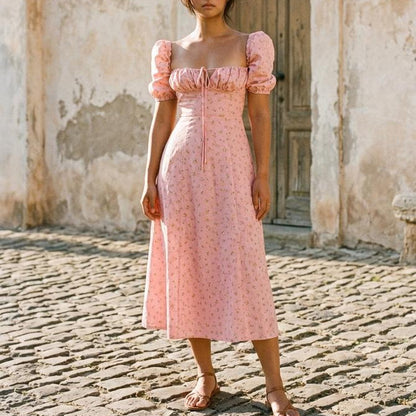 ExpressOutlet24 - Rilin | Floral Puff-Sleeve Maxi Dress Women