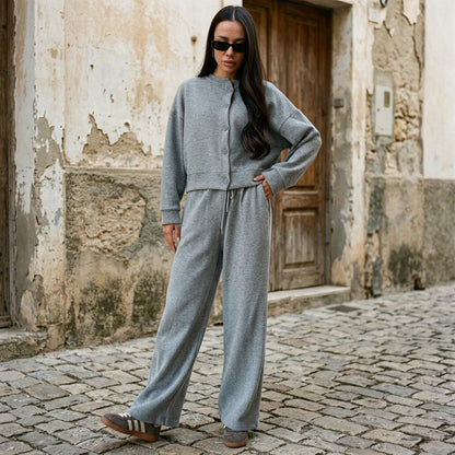 ExpressOutlet24 - Elven | Button-Front Wide-Leg Suit Women